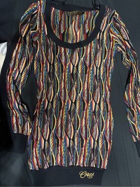 COOGI Black Multicolor Long Sleeve Knit Dress